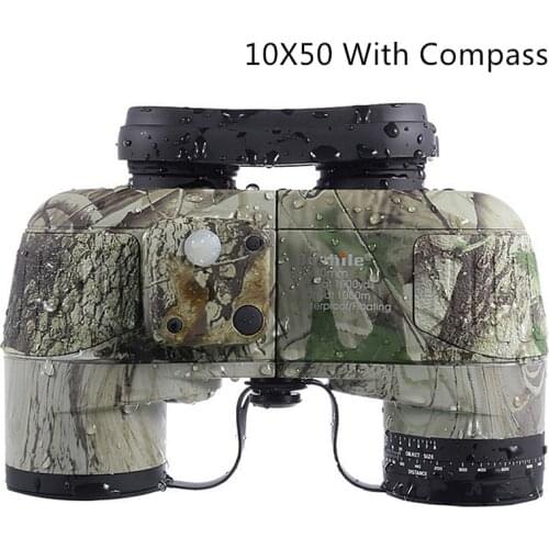 Boshile 10X50 binoculars professional Military Marine waterproof Telescope HD BAK4 Rangefinder Distance hunting Navigation color