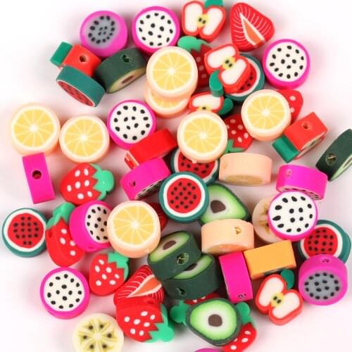 50pcs Sweet Clay Spacer Beads Heart Fruit Animal Polymer Clay Beads For Jewelry Making Diy Necklace Bracelet Accessories