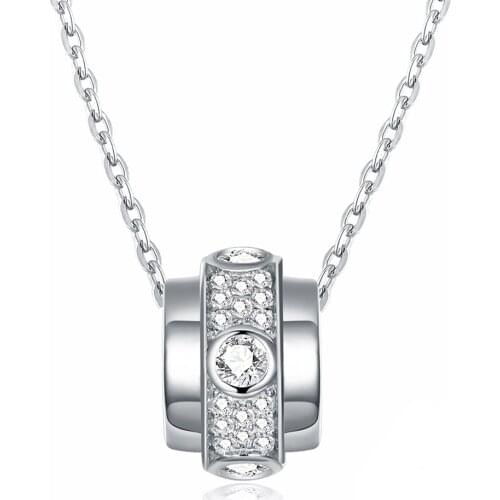 ZEMIOR 925 Sterling Silver Necklaces For Women Round Minimalist Pendant Shining Zircon Choker Necklace Fine Jewelry Hot Sale