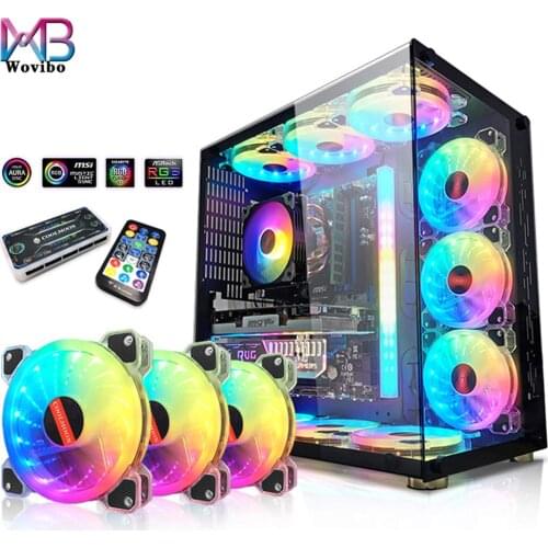 PC Case Fan 120mm Cooling Fan Cooler 6Pin 5V Adjustable RGB Led Mute RGB PC Computer Case Fans Radiator Ventilador