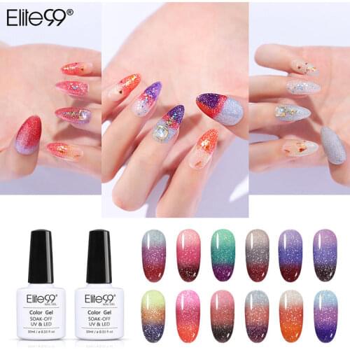 Elite99 Laser Temperature Change Gel Nail Polish 10ml Thermal Glitter Soak Off UV Gel Polish Varnish Gel Nail Art Lacquer