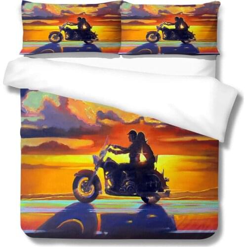 3D Bedding Set King Size Duvet Cover Set Home Bedclothes Queen Full Double Single Size Cool Motorcycle Printed Room Decor