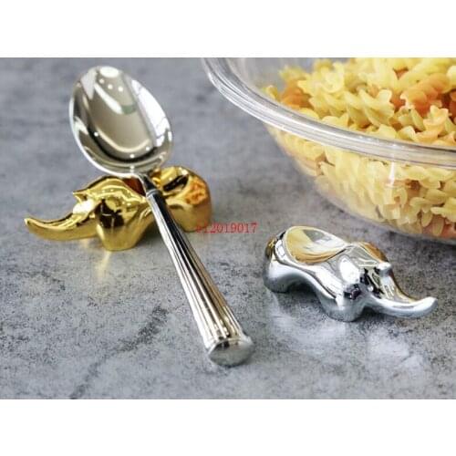 200pcs Creative Chinese Style Gifts Stainless Steel Animal Golden Silver Rhino Chopsticks Fork Holder Kitchen Tableware Tools