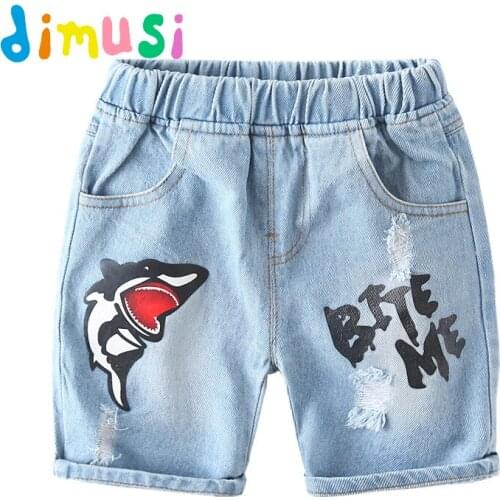 Dimusi summer boys denim Shorts 100% cotton jeans short cartoon denim beach Shorts cool summer pants BC220