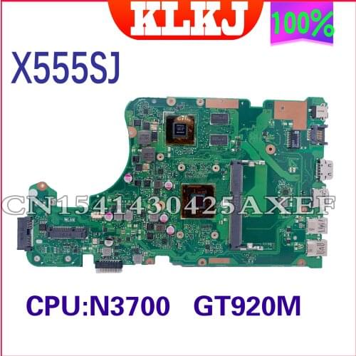 KLKJ X555SJ Laptop Motherboard For ASUS X555SJ Original Mainboard N3700 GT920M