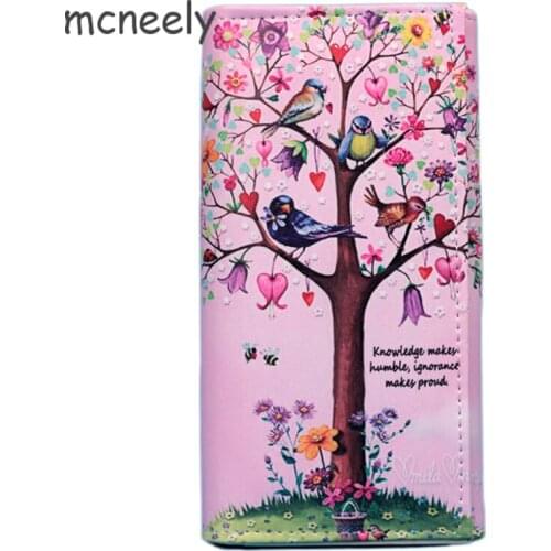 Mcneely money tree Women Wallets Casual PU Leather Wallet Female Card holder Coin Purse Girls Hasp Long Clutch Wallet carteira