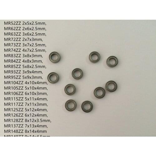 10pcs MR Series Mini Bearing MR52ZZ MR62ZZ MR63ZZ To MR148ZZ Miniature Model Bearing Metal Shield Ball Bearings