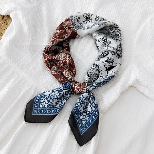 MoriBty 70cm Luxury Women Silk Scarf Square Bandanas Paisley Print Handkerchief New Foulard Femme Hair Ribbon Headscarf Bag Ties