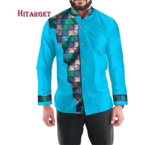 Mens Shirt 2019 New African Mens Clothing Long Sleeve Dashiki for Men Slim Fit Brand Clothing 6XL African Print Shirts WYN335