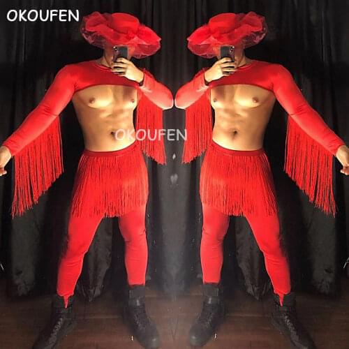 Nightclub bar men and women DS New Year Christmas tassel show theme sexy party costumes dance team