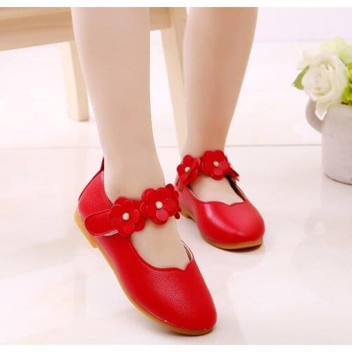 New Girls Three-Dimensional Small Flower Leather Shoes Non-slip Breathable Lightweight Princess Shoes