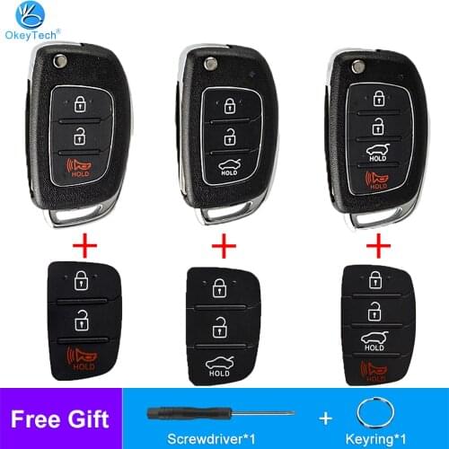 OkeyTech 3/4 Button Modified Flip Folding Remote Key Shell Case Pad For Hyundai Accent Getz Coupe Azera Santa Elantra I30 IX35