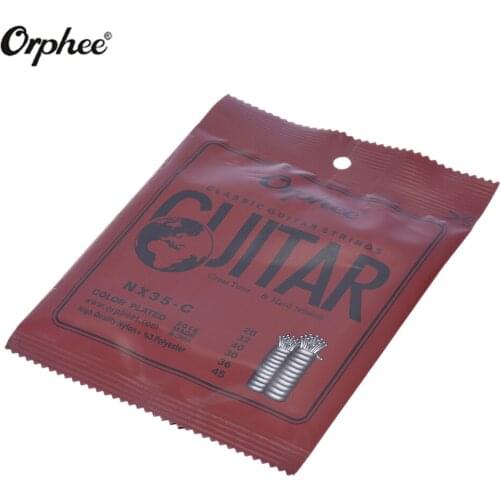 Orphee NX35-C Nylon Classical Guitar Strings 6pcs Full Set Replacement (.028-.045) Nylon Core Color Steel Plated Hard Tension
