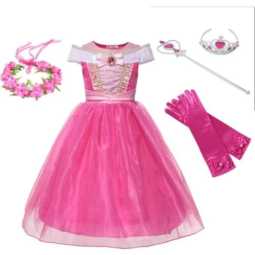 Girls Princess Dresses Sleeping Beauty Costume Party Vestidos Ball Gown Kids Summer Frock Halloween Cosplay Aurora Clothes