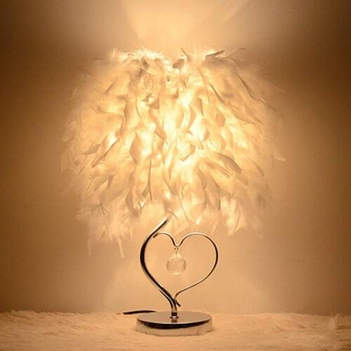 Pendant Feather Lamp Romantic Dreamlike Feather table light Bedroom Living Room Parlor Table Lamp E26/E27 EU/US PLUG