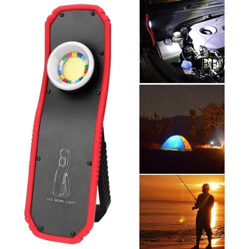 Portable COB Flashlight Torch Outdoor Lighting Magnetic Camping Lantern USB Rechargeable Hanging Hook LED Work Light for Fishing