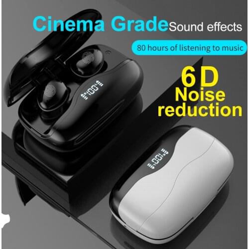 Noise Reduction Headset Wireless Bluetooth Sport Earphone Touch Control Music Earbud LED Power display With 1200mAh Charging BOX
