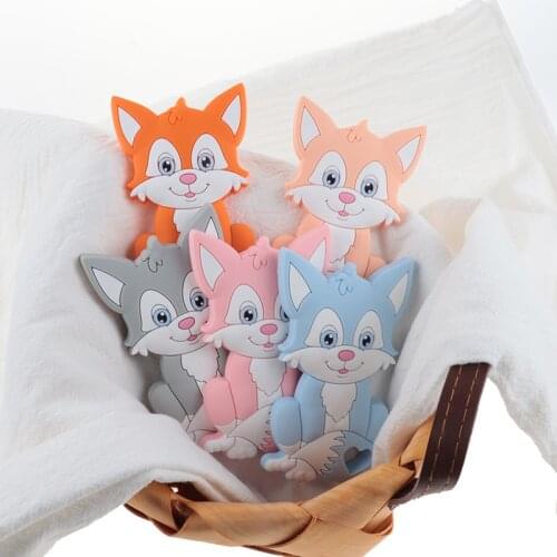 20pcs Fox Baby Silicone Teether Teething Toys Chew For Baby Pacifiers For Babies Pendant Silicone Teether BPA Free Baby Goods