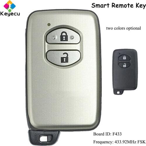 KEYECU Replacement Smart Remote Control Car Key With 2 Button & 433.92MHz Frequency - FOB for Toyota Prius Board ID: F433