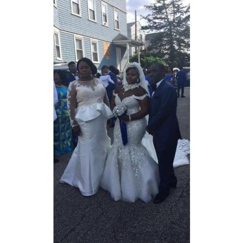 New Arrival O Neckline Off the Shoulder Wedding Dresses with Beads Sequins Sweep Train Robe de Mariee Simple Bride Dresss