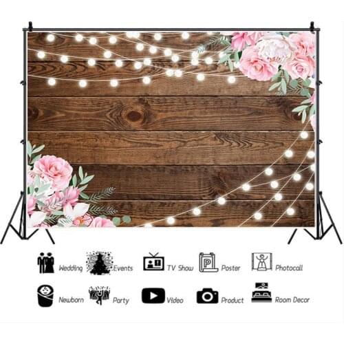 Country Style Retro Wooden Floor Flower Wall Children 'S Photography Background Cloth Studio Photo Shoot Vinyl Cloth