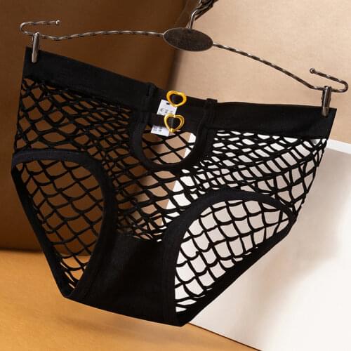 Sexy Womens Panties Mesh Hollow Lingerie Breathable Nylon Underwear Ladies Fashion Temptation Underpants Female Briefs
