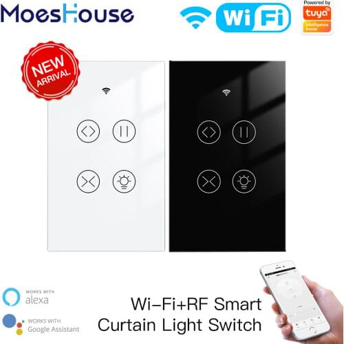 New Tuya Smart WiFi RF Glass Panel Curtain Light Touch Switch Smart Life App Remote Control Google Home Alexa Voice Control