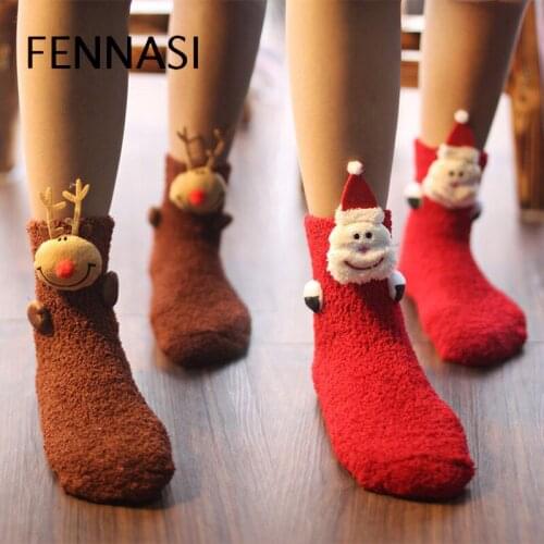 FENNASI Woman Socks Winter Towel Socks Christmas Theme Socks Christmas Men And Women Couples Socks Christmas Gifts