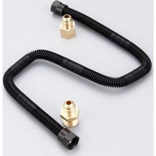 1SET Non-whistle Flex Gas Line Connector Kit For NG Or LP Fireplaces Fire Pit And Fireplace Burners 1/2inch OD x 3/8inch ID