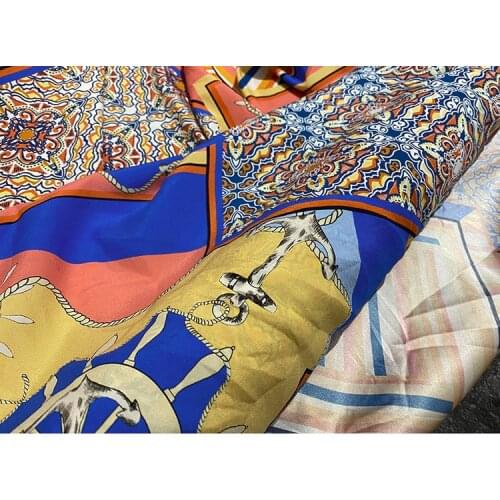 1 Meter Geometric Printing 19 MM Silk Stretch Anti-satin Fabric Garment Shirt Pajamas Material