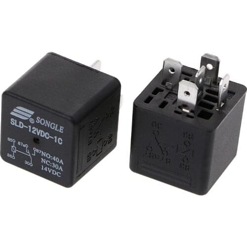 2Pcs SLD-12VDC-1C 1.6W High Power Relay NO 40A NC 30A 5pin Automotive Relay