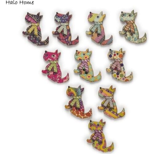 30pcs Dog Wood Buttons Sewing Scrapbooking Gift Clothing Handwork Home Decor Cartoon DIY 28x22mm