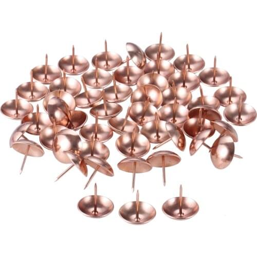 50Pcs Rose Gold Metal Upholstery Nails Wine Cases Jewelry Box Drum Sofa Decorative Tacks Stud Pushpin Doornail Fasteners 25*25mm