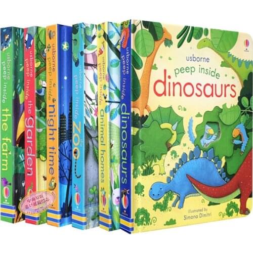 6PCS Usborne Peep Inside The Zoo Animal English Educational 3D Flap Picture Books Baby Children Reading Book school supplise