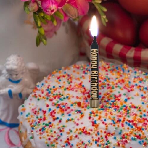 6pcs Black And Gold Happy Birthday Letters Baking Cake Candles For Birthday Party Wedding Decorations Floating Candles