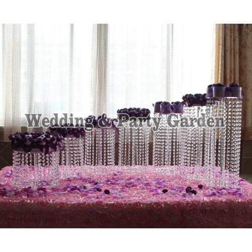 7pcs wedding Crystal Clear Circle Acrylic Round Cupcake Wedding Anniversary Birthday Supply Craft Display D15~30,H45~15