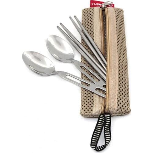 80% Hot Sale 4Pcs/Set Portable Chopstick Spoon Set Stainless Steel Outdoor Camping Cutlery Tool for Picnic Camping Equipment