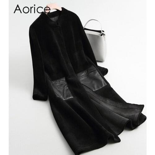 Aorice women winter Real wool fur coat jacket over size parka lady fashion genuine fur coats outwear A68290