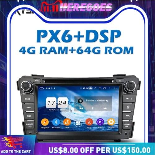 PX6 IPS DSP Android 10.0 4GB + 64GB ROM Car DVD Player Wifi Bluetooth 5.0 RDS RADIO GPS Map For Hyundai i40 2011 2012 2013 2014