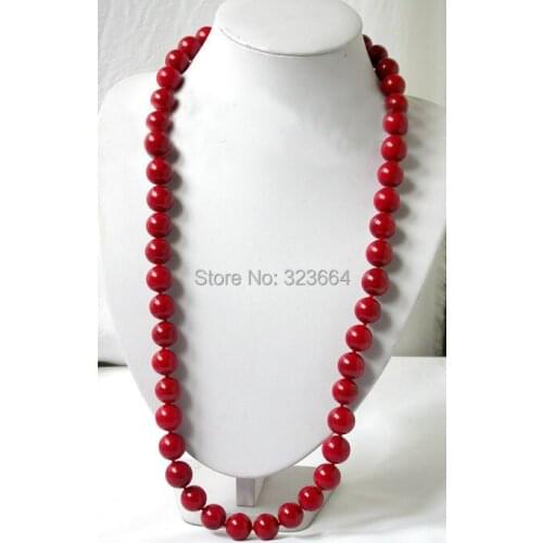 Biger 32" 15mm round red natural coral Necklace