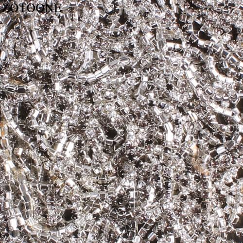 ZOTOONE Rhinestone Cup Chain Silver Based Claw Mix Color SS10 Crystal Sew On Cup Chain For Clothing Dress Ornament Accessories E