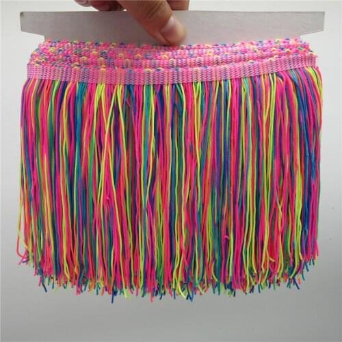 15cm Width Color Lace Fringe Trim 15cm Wide Tassel Fringe Trimming For DIY Latin Dress Stage Clothes Accessories Lace Ribbon