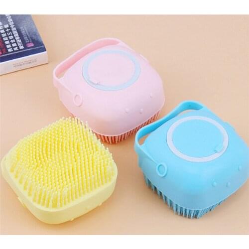 Children Silicone Bath Brush Hair Washing Comb Shampoo Brush Pet Bath Massage Comb Silicone Washing Brush With Shampoo Space