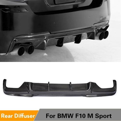 Rear Bumper Diffuser Lip Spoiler For BMW 5 series F10 F11 M Sport Bumper 2012 - 2016 Rear Diffuser Carbon Fiber / FRP Black