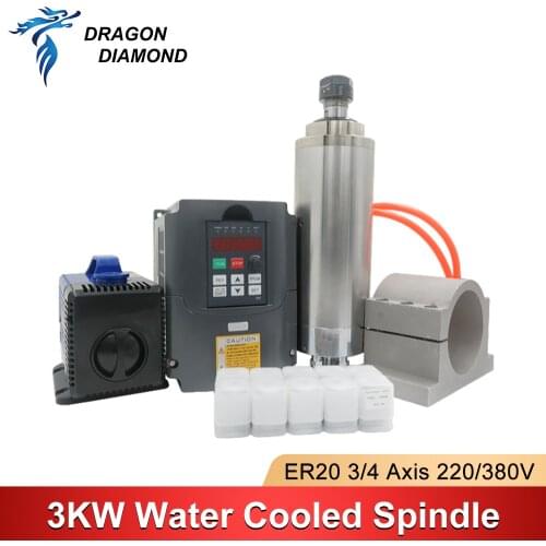 3KW Water Cooled Spindle Motor + 3KW inverter + 1set ER20 collect + 100MM Mount Bracket + 80W Pump For CNC Router