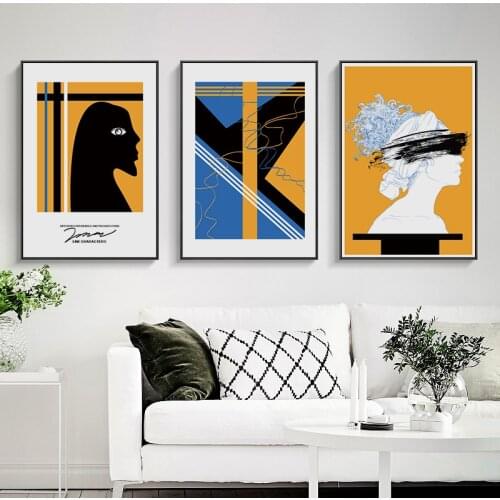 Geometric Abstract Women Wall Art Canvas Painting Vintage Posters and Prints Wall Pictures for Living room Nordic Home Decor