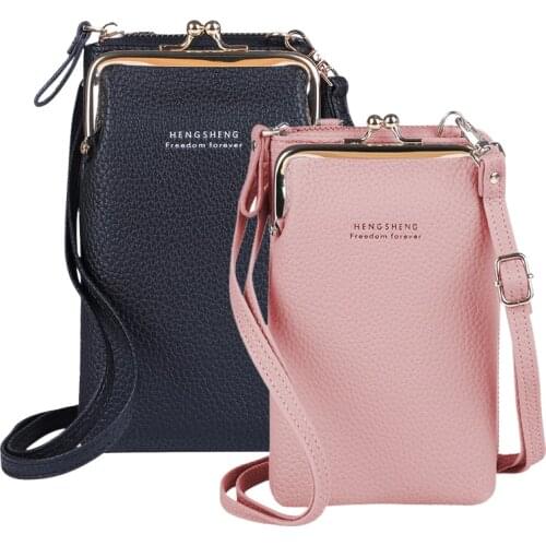 Hot Sell Mobile Phone Bags With Metal Opening Crossbody Bags Women Mini PU Leather Shoulder Messenger Bag For Girls Gift 2021