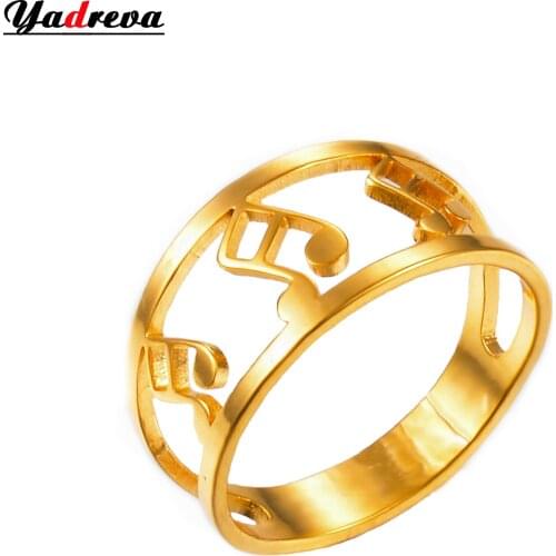 Stainless Steel Love Heart Ladies Ring Gold New Fashion Jewelry