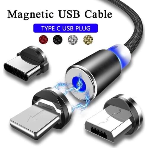 1M 2M Round LED Type C USB Magnetic Charging Cable for Samsung S9 Xiaomi Huawei USB C Plug Smart Phone Not Support Data Transfe