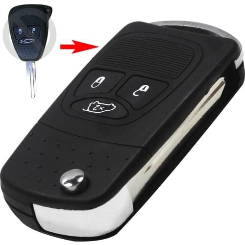 Kutery 3 Buttons Modified Flip Replacement Remote Car Key Shell Case Fob For Chrysler Dodge Jeep Avenger Nitro